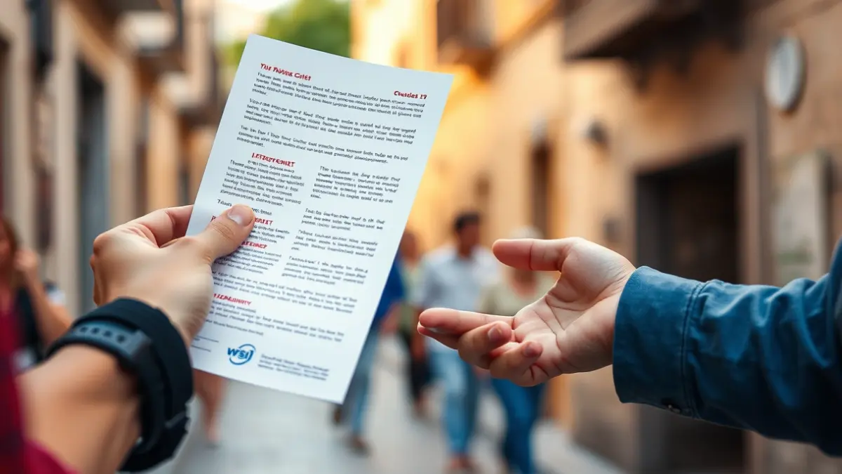 Imagen genérica de una mano entregando un folleto a otra persona en un contexto de campaña política.