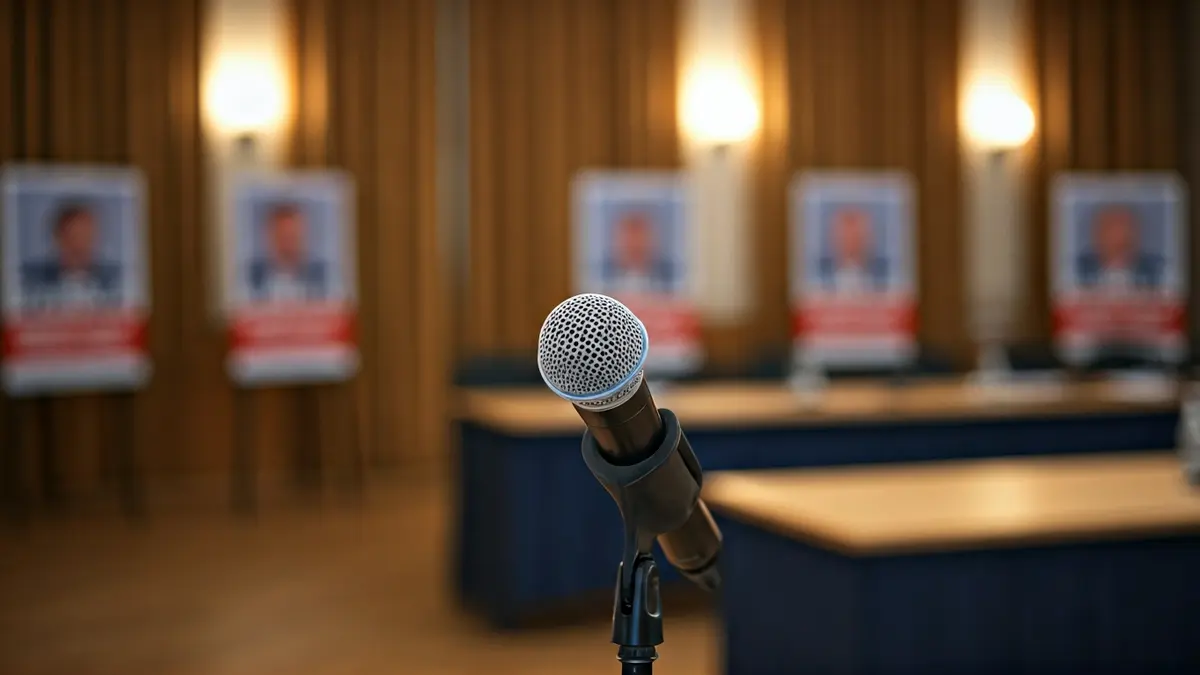 Imagen genérica de un micrófono en un podio, simbolizando un acto político o presentación de candidatura.