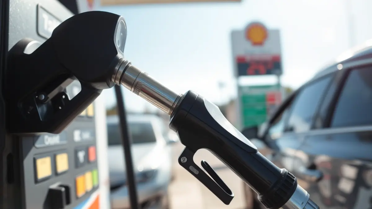 Imagen genérica de una manguera de gasolinera con el surtidor al fondo.