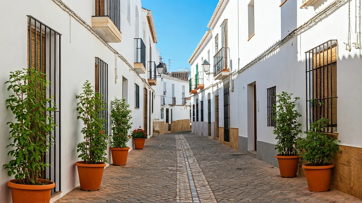 Imagen genérica de un pueblo andaluz con casas blancas y calles estrechas.