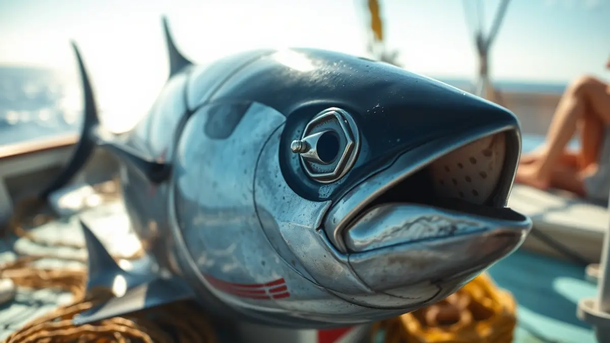 Imagen de un atún rojo recién capturado en la cubierta de un barco pesquero.