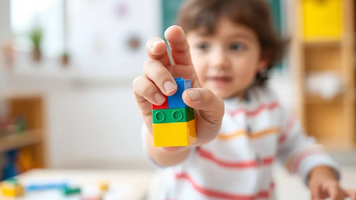 Imagen genérica de una mano de niño con un bloque de construcción, simbolizando la educación infantil.