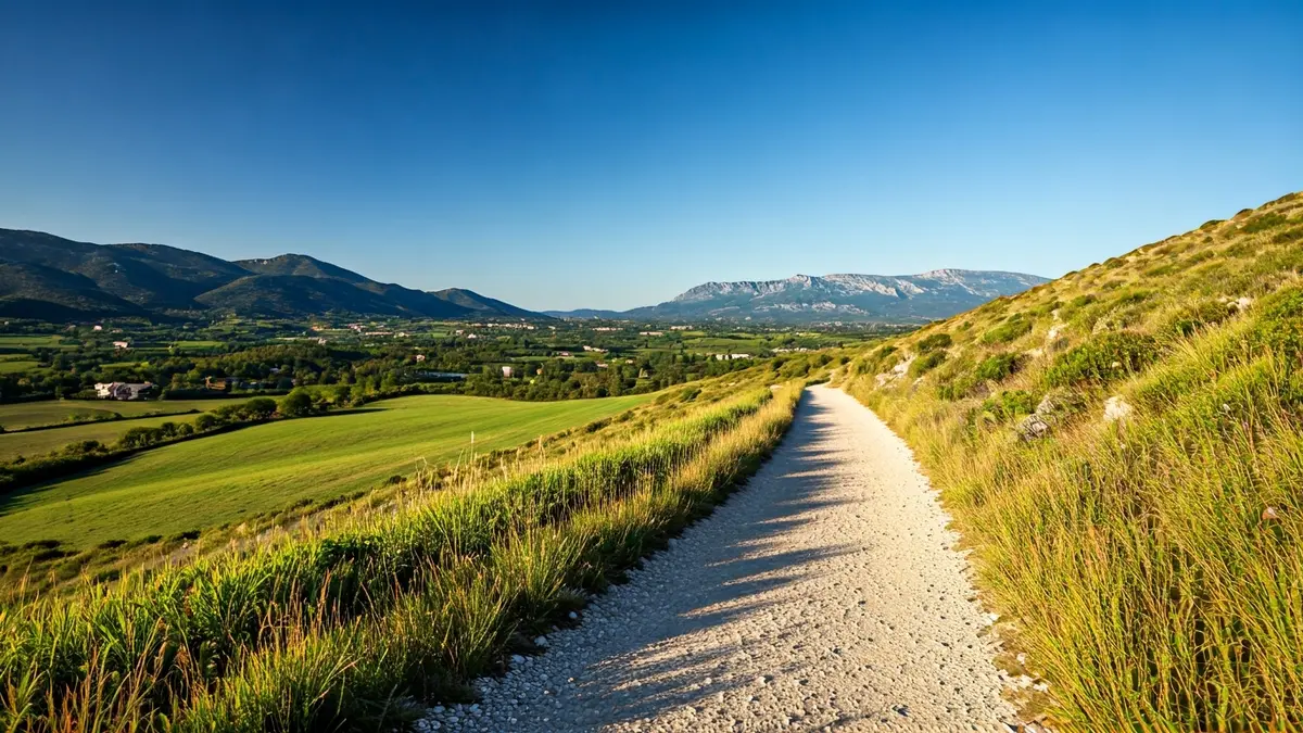 Generic image of a hiking trail in a Mediterranean landscape.