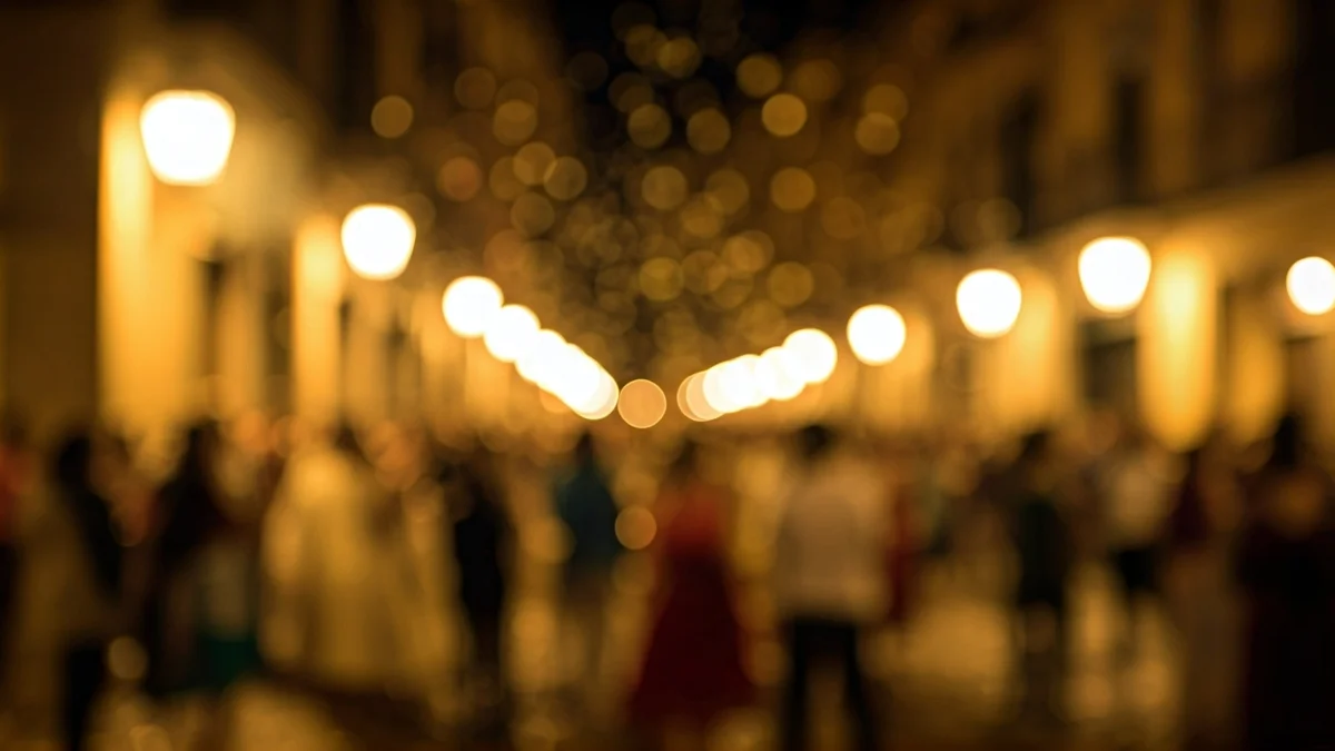 Generic image of a festive celebration with confetti and lights, evoking the atmosphere of a Spanish tradition.