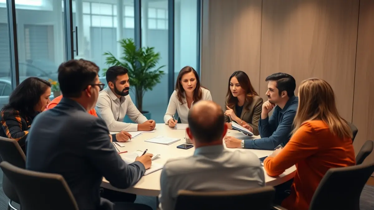 Generic image of a group of people debating at a table.