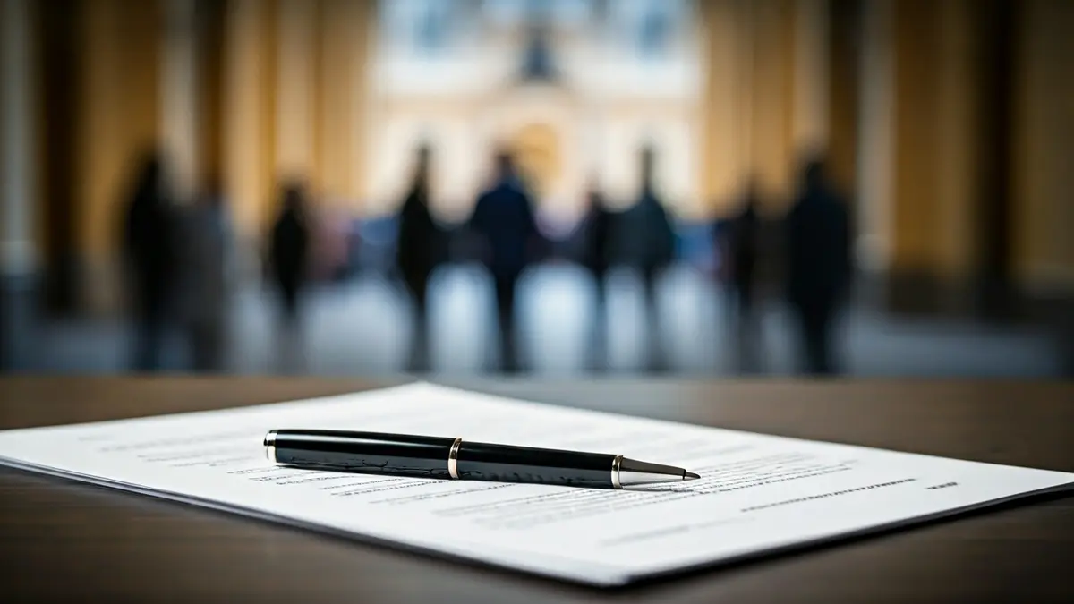 Imagen genérica de documentos oficiales y una pluma, simbolizando trámites legales.