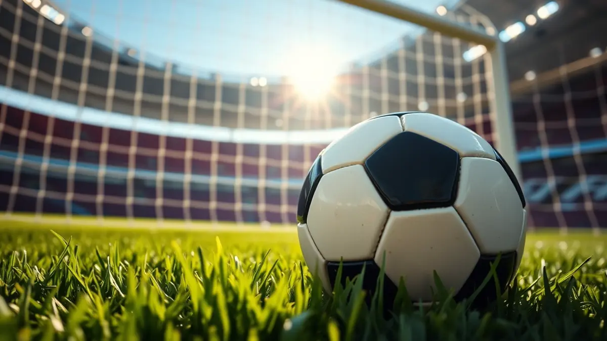 Generic image of a soccer ball on a stadium pitch.