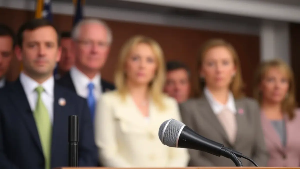 Generic image of a microphone on a podium during a political statement.