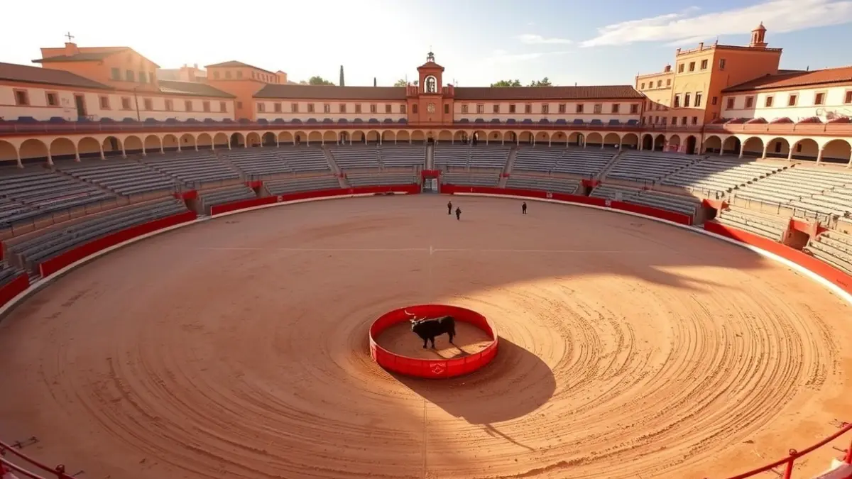 Imagen genérica de una plaza de toros vacía bajo el sol andaluz.