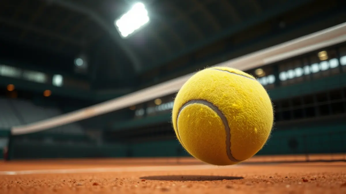 Imagen genérica de una pelota de tenis en una pista de tierra batida.