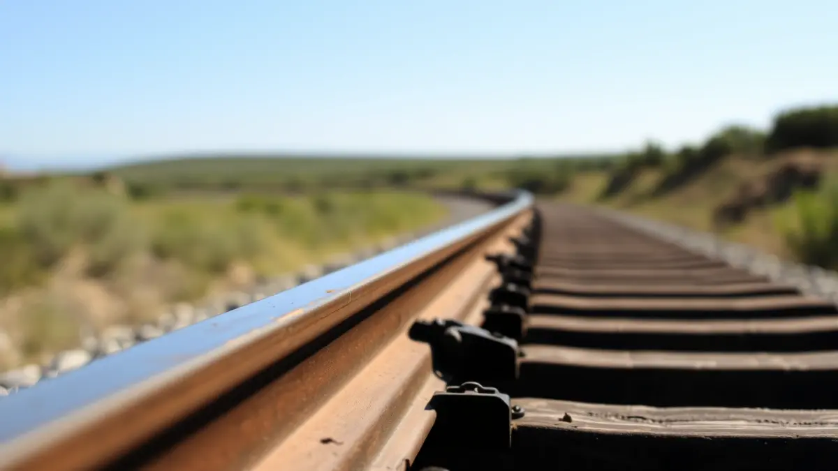 Imagen genérica de una vía de tren con paisaje borroso al fondo.