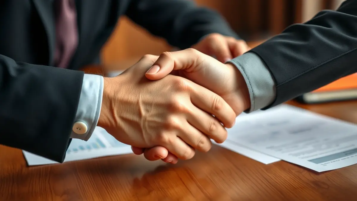 Imagen genérica de un apretón de manos sobre un escritorio, simbolizando un acuerdo laboral.