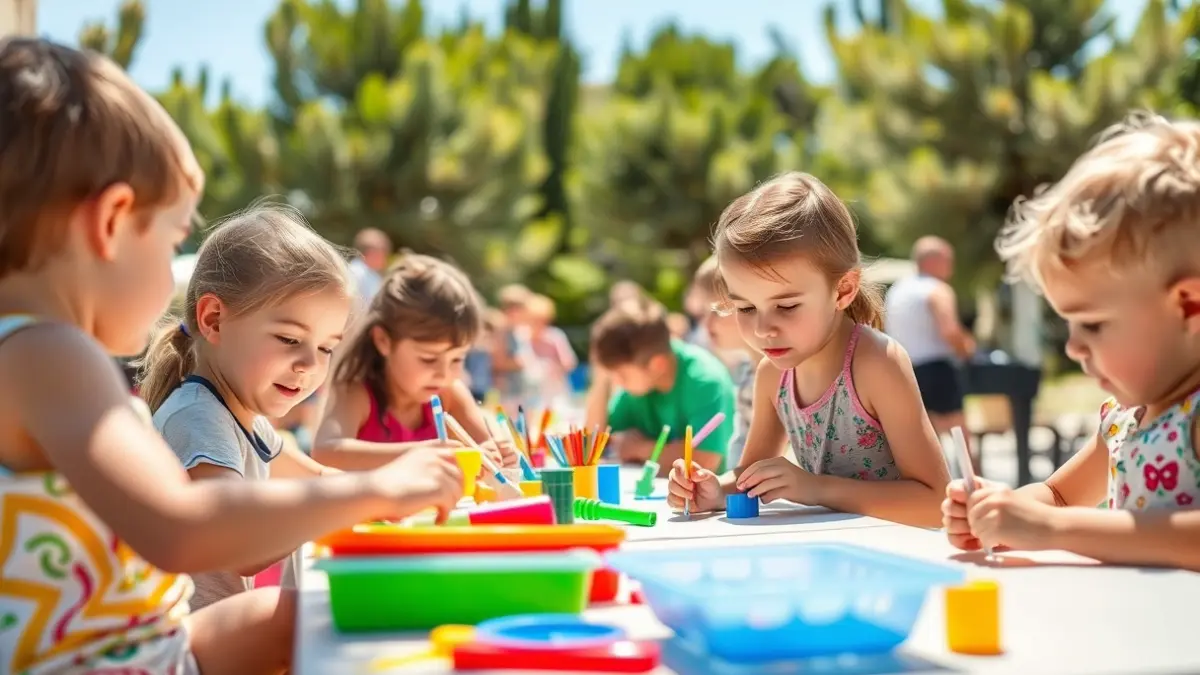 Image of children participating in inclusive summer camp activities.