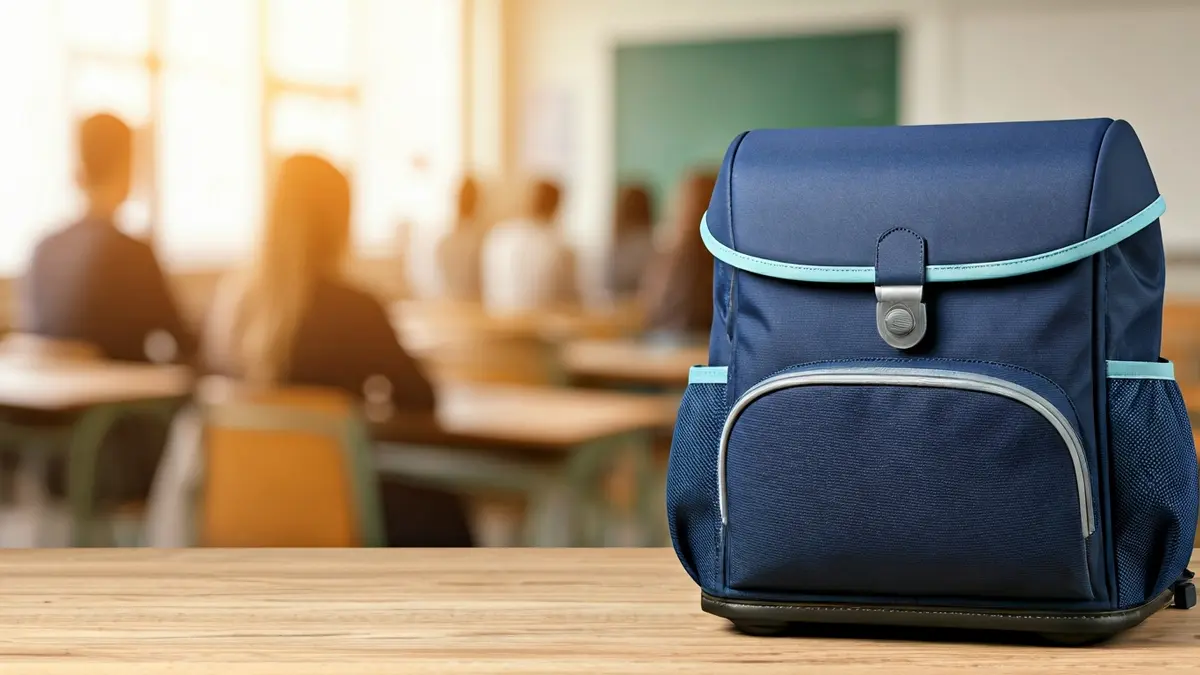 School backpack with a lunchbox, symbolizing a cancelled school trip.