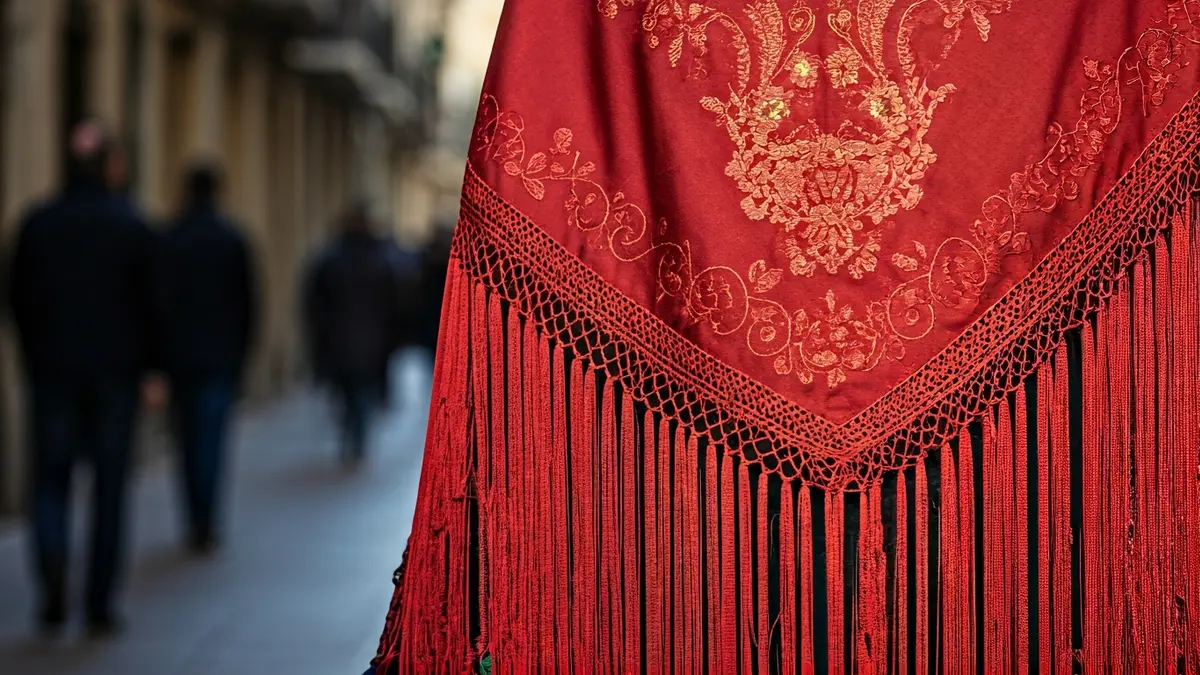 Imagen genérica de un mantón de Manila, símbolo de la moda flamenca.