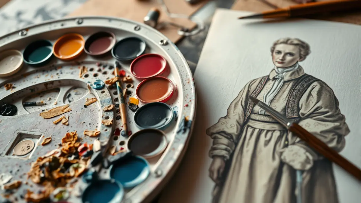 Generic image of a painter's palette and a drawing, symbolizing an art competition.