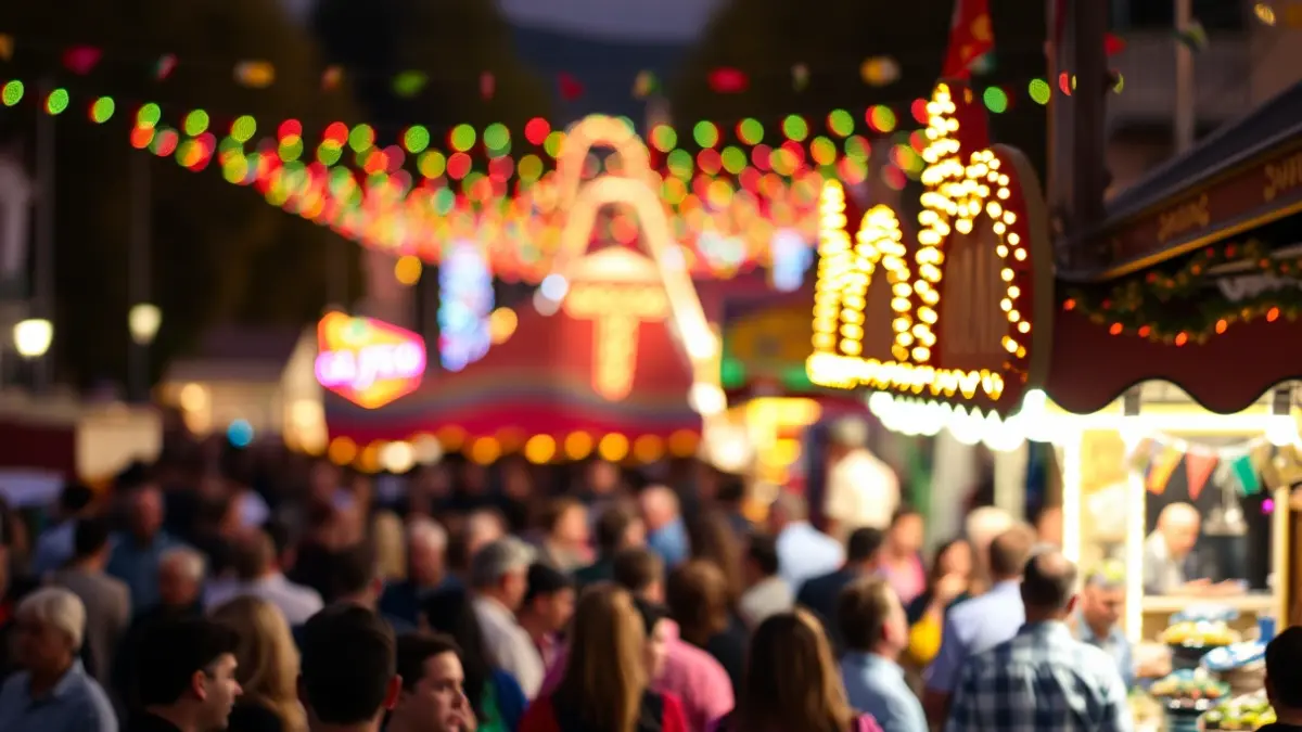 Imagen genérica de una feria andaluza con luces y ambiente festivo.