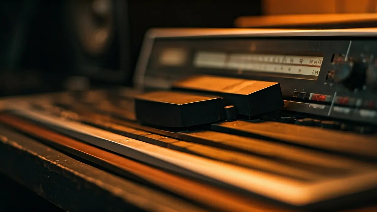 Generic image of an analog recording studio, featuring a tape recorder.