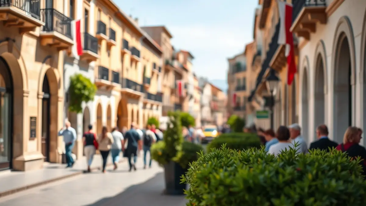 Image of a clean and festive street in Cordoba during the May Festival.