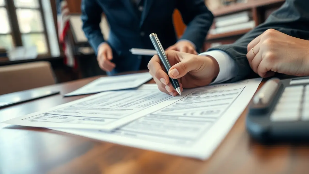 Generic image of hands filling out forms in an office.