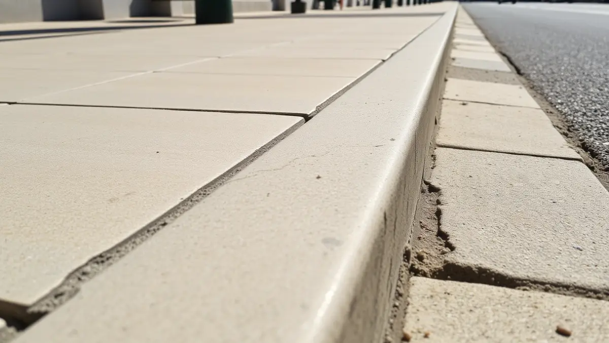 Generic image of a newly repaired sidewalk in an urban setting.