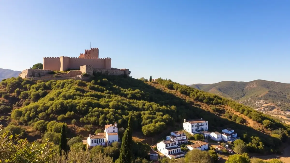 Vista panorámica del castillo de Segura de la Sierra y el parque natural.