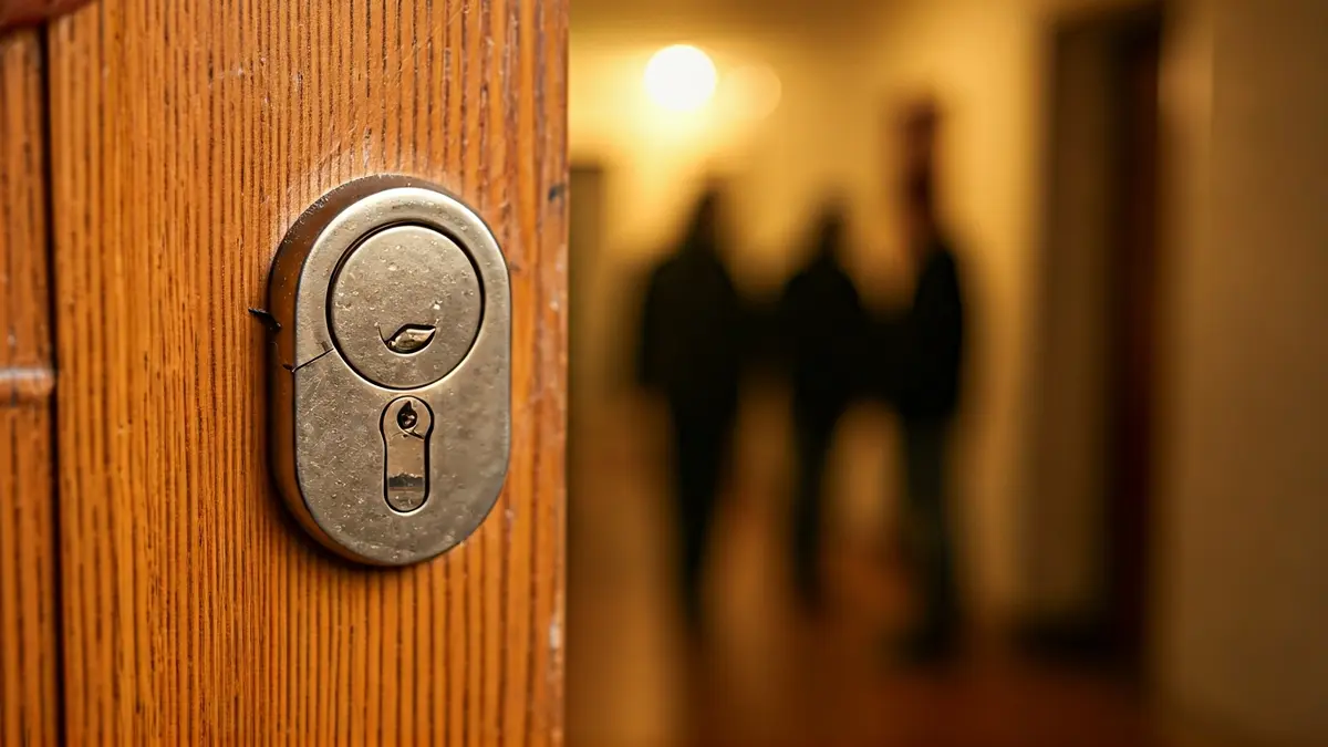 Generic image of a fractured lock cylinder, symbolizing a forced entry.