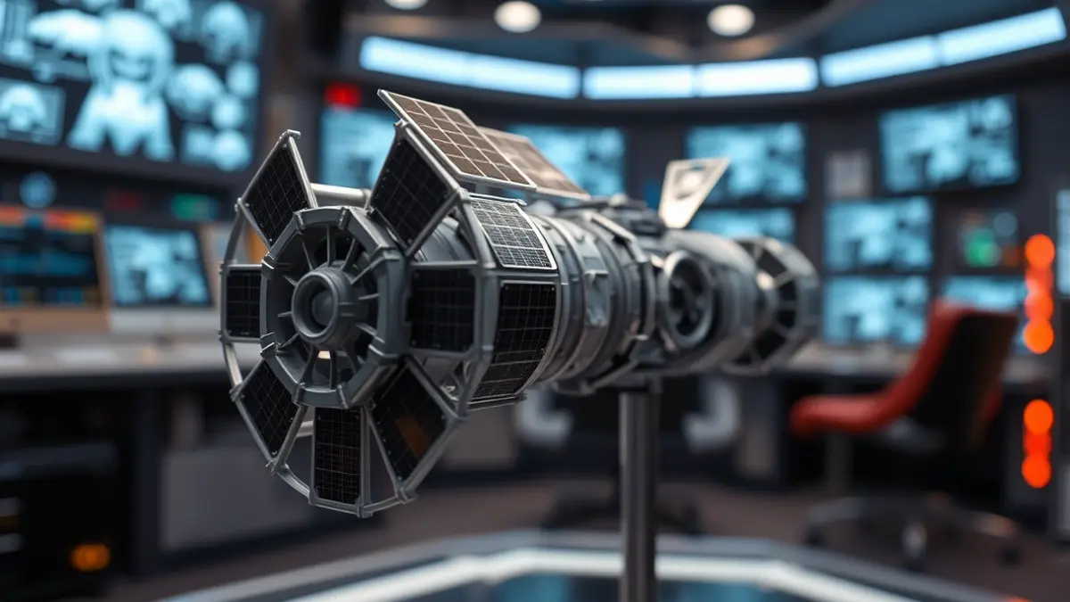 Módulo espacial con paneles solares, representando la tecnología de las misiones lunares.