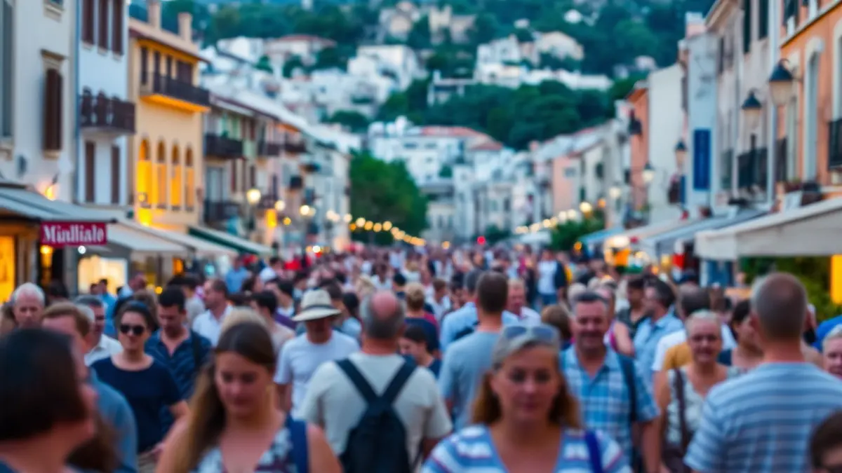 Imagen genérica de una calle concurrida en una ciudad mediterránea, con gente y edificios tradicionales.