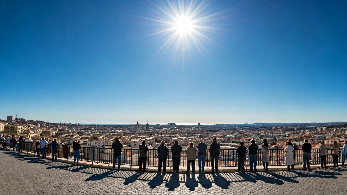 Generic image of a clear, sunny sky over a Mediterranean city.