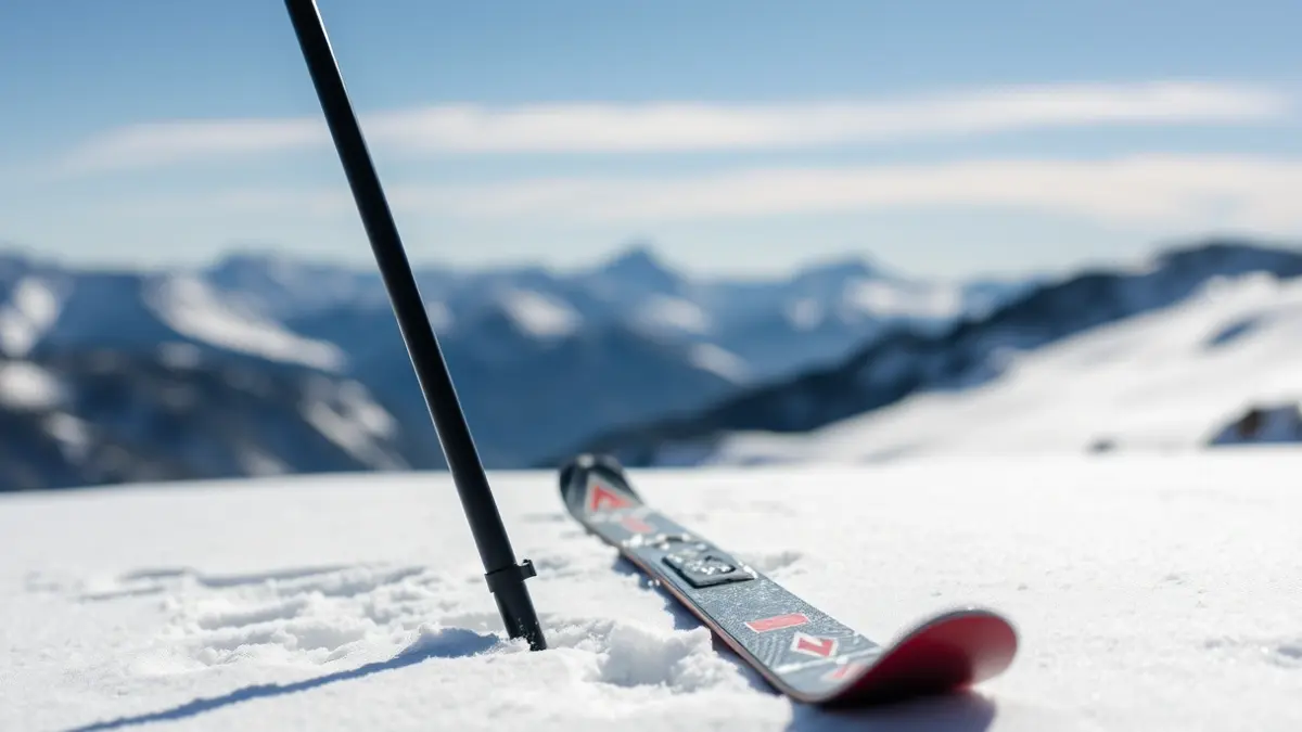 Imagen genérica de esquís en la nieve en un día soleado.