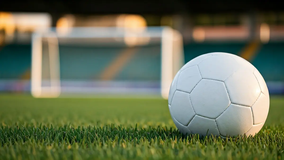 Imagen genérica de un balón de fútbol en un campo, con la portería al fondo.