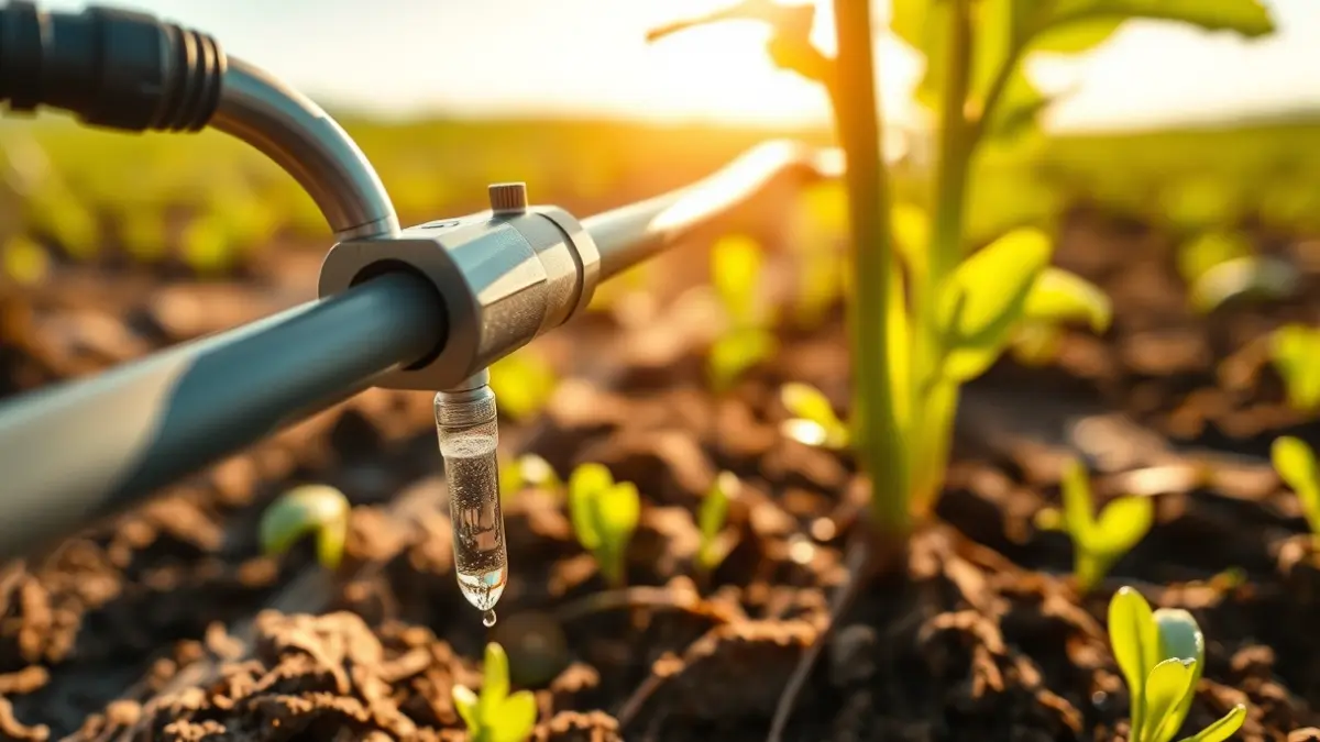 Imagen genérica de un sistema de riego por goteo en un campo agrícola.