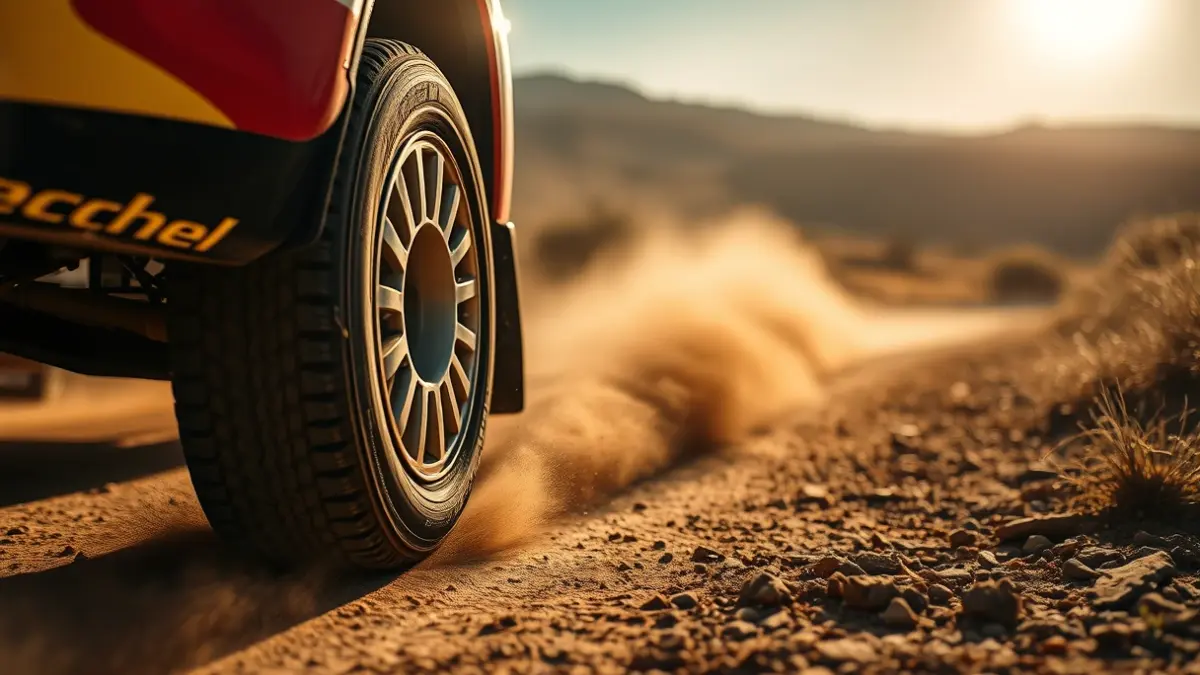 Coche de rally en acción en el Rally Sierra Morena