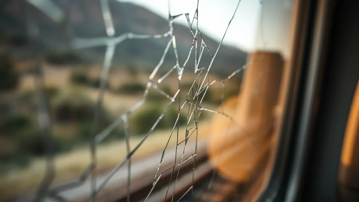 Cristales rotos en la ventana de un tren Avant tras un impacto con un animal.