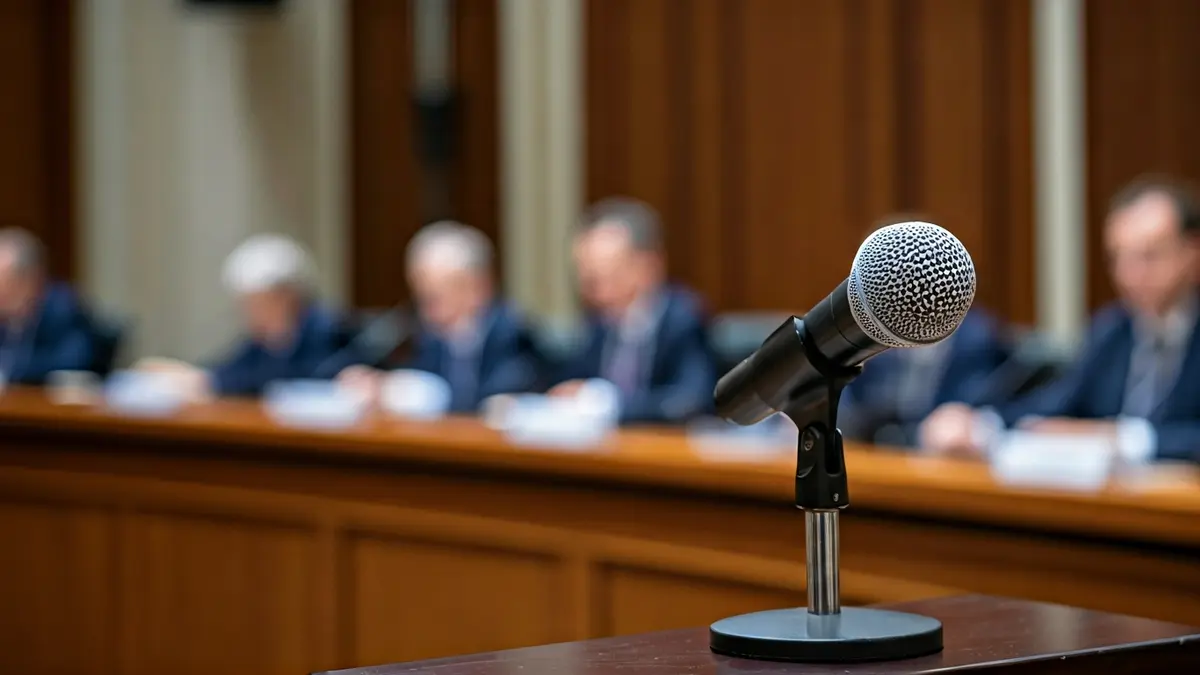 Generic image of a microphone on a podium, symbolizing a political event or statement.