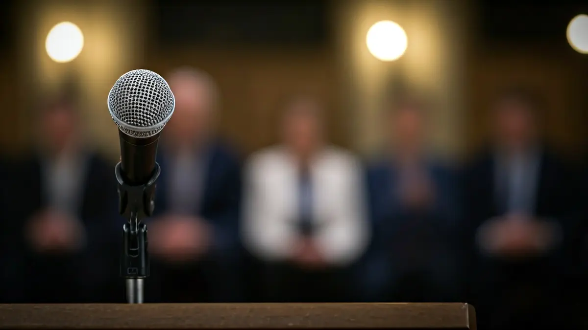Imagen genérica de un micrófono en un podio, simbolizando una reunión política o rueda de prensa.