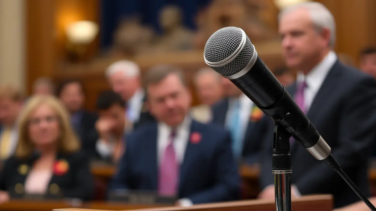 Imagen genérica de un micrófono en un podio, simbolizando un debate político.
