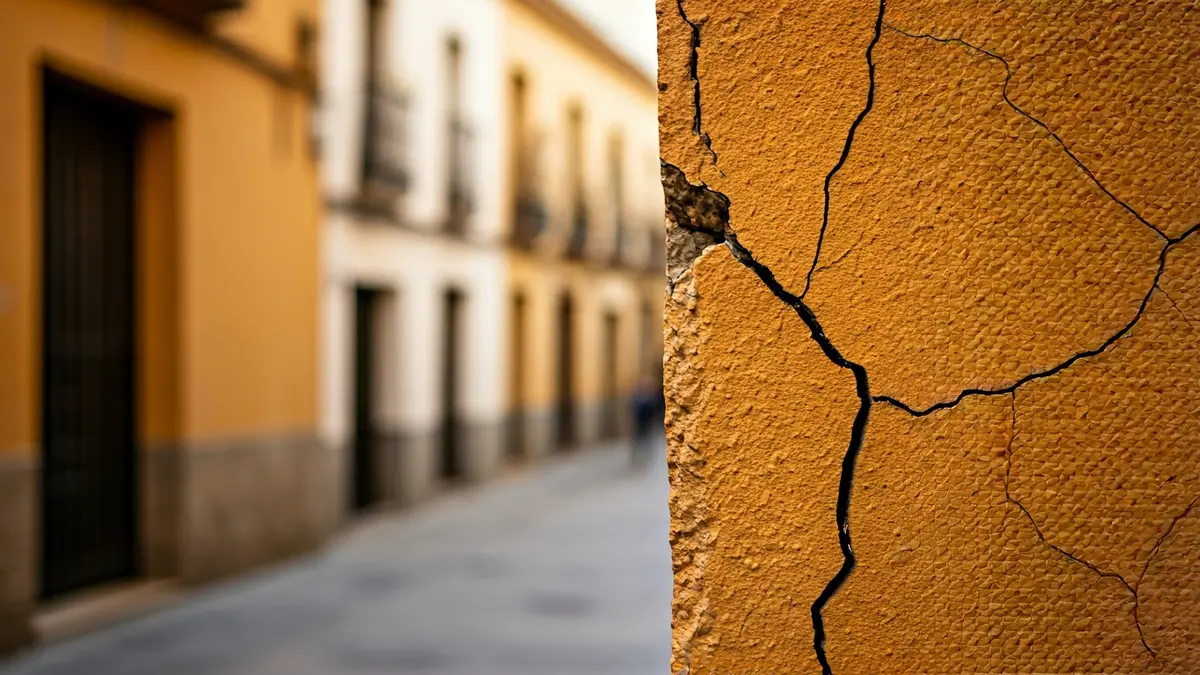 Imagen genérica de una pared con pequeñas grietas, simbolizando un terremoto.