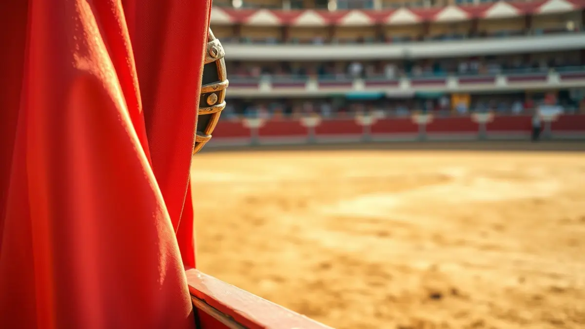 Imagen genérica de un capote de torero en una plaza de toros.