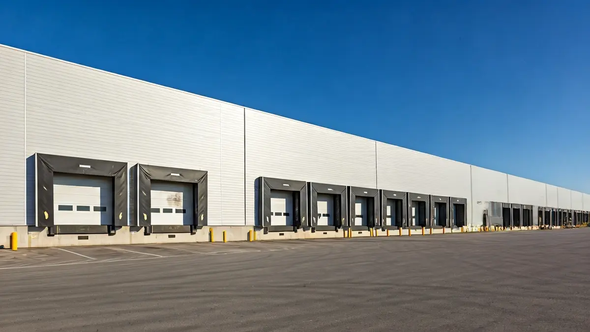 Imagen de la fachada de una nave industrial moderna en un polígono andaluz.