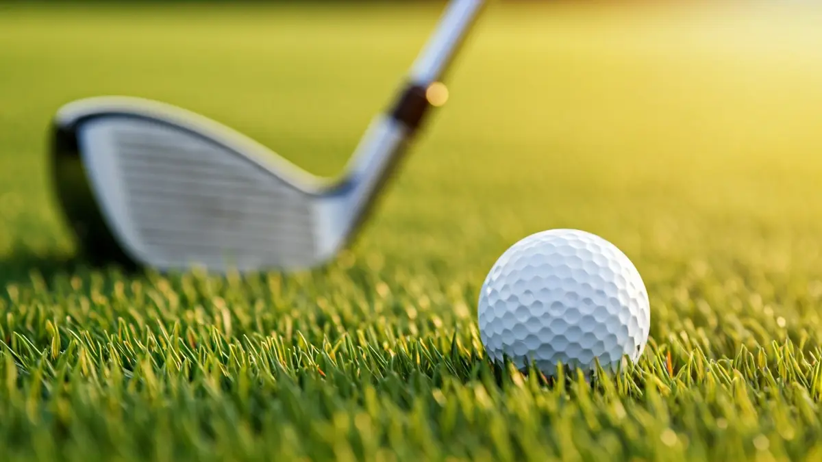 Imagen genérica de una pelota de golf en el césped de un campo.