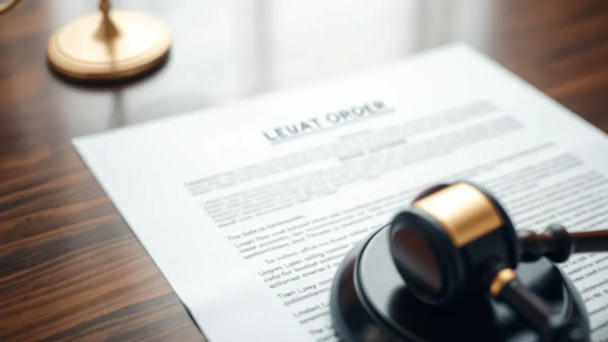 Generic image of a legal document and a judge's gavel on a wooden desk.