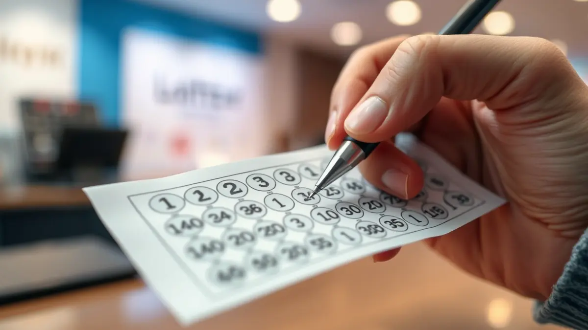 Imagen genérica de un boleto de lotería y una mano con un bolígrafo.