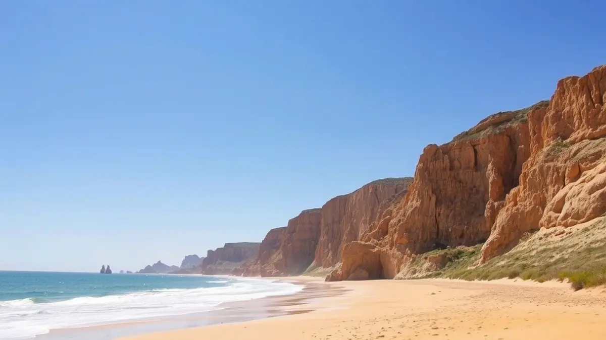 Imagen genérica de una playa virgen en Huelva con dunas y acantilados.