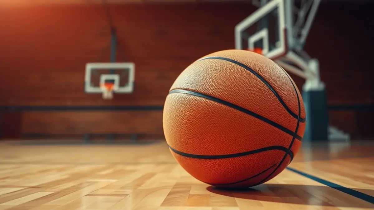Imagen genérica de un balón de baloncesto en una cancha.