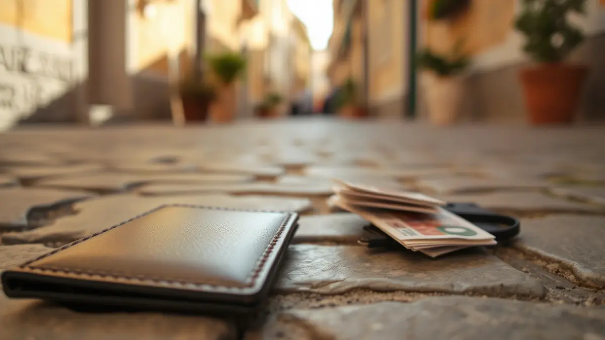 Generic image of a wallet on the ground with money visible.