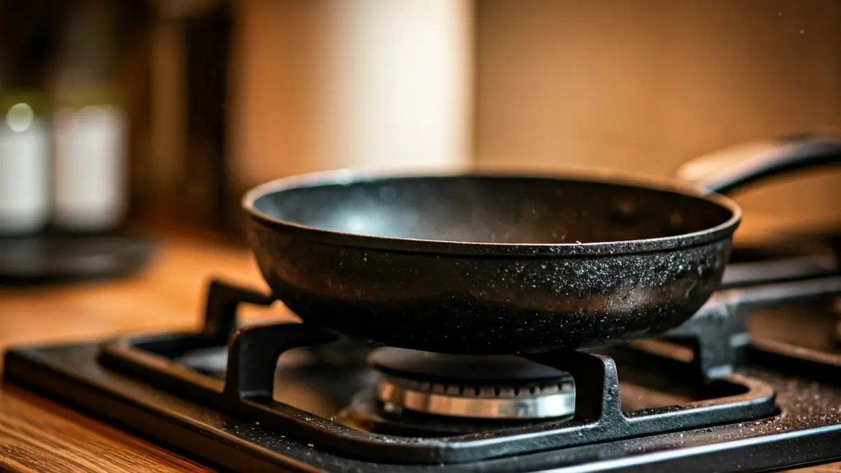 Imagen genérica de una sartén quemada en una cocina tras un incendio.