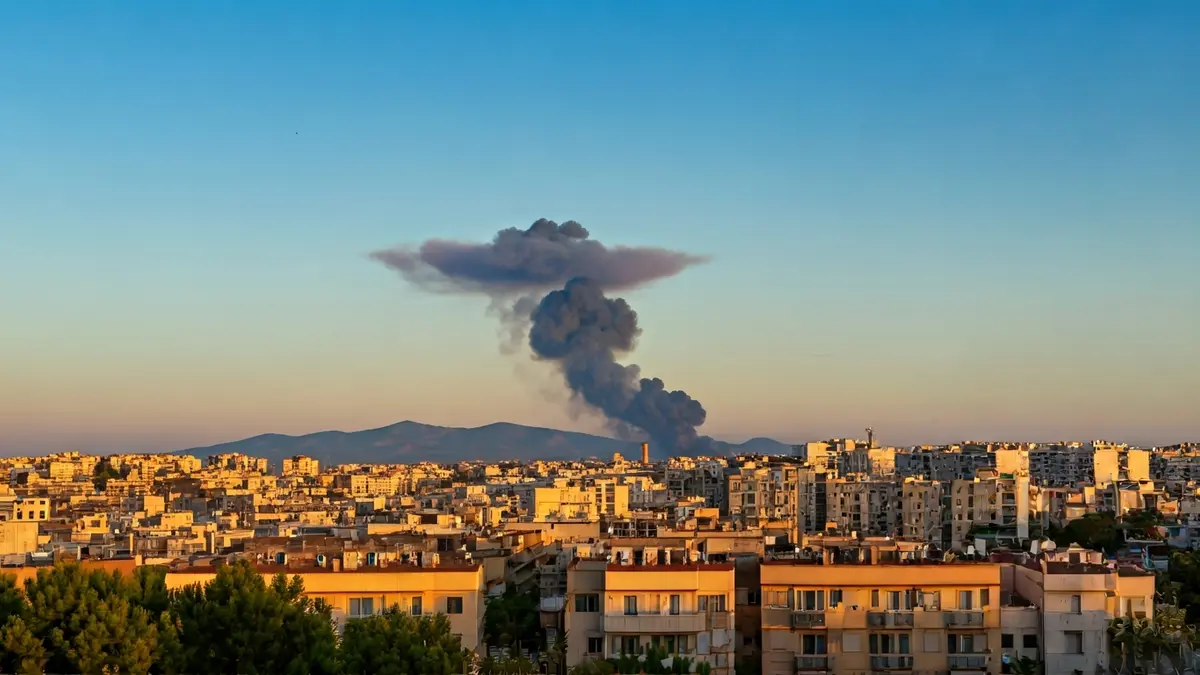Columna de humo sobre tejados residenciales en Jaén.