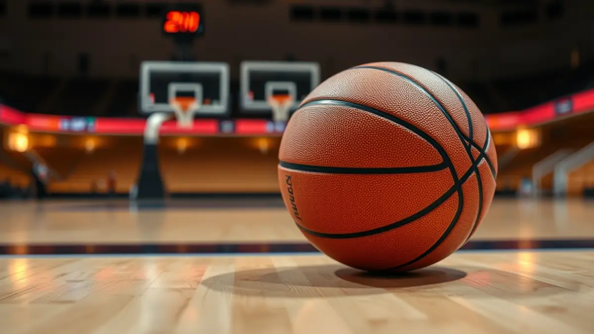 Imagen genérica de un balón de baloncesto en una cancha.